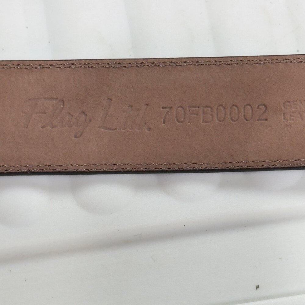 FLAG Ltd Mens Genuine Leather Brown Belt Silver Buckle Adjustable Fit Size 34 - Picture 6 of 9